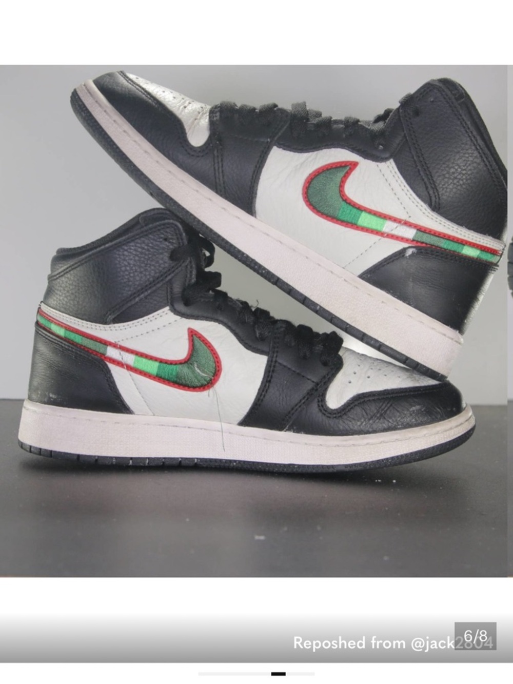 Nike High-Top Sneakers Black/White with Red & Green Swoosh